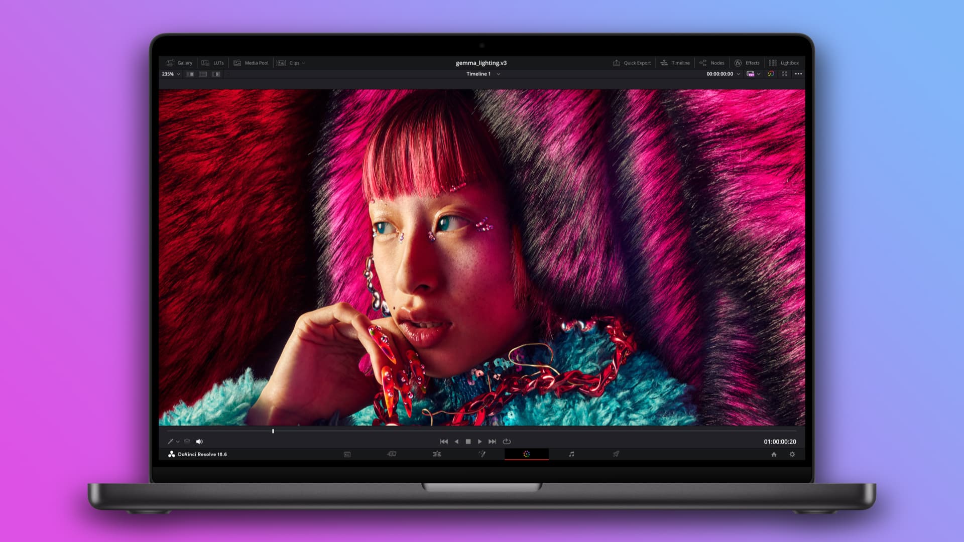 M3 MacBook Pro running the DaVinci Resolve app